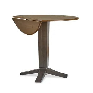 Dining Essentials - 42"Round Drop Leaf Top w/36"H Aria Pedestal in Hickory / Coal