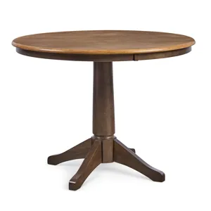 Dining Essentials - 42" Round Solid Top w/ 30"H Transitional Pedestal in Hickory and Coal