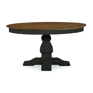 Vista Collection 52" Solid Round Table Top w/Banks Pedestal Base in Hickory and Coal