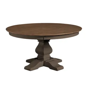 Vista Collection 60'' Solid Round Table Top with Banks Pedestal Base in Hickory and Coal