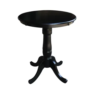Dining Essentials - 30'' Round Table Top w/36"H Traditional Pedestal w/Extension in Black