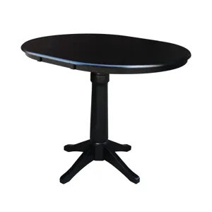 Dining Essentials - 36" Extension Table Top w/36"H Transitional Pedestal w/ Extension in Black