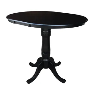 Dining Essentials - 36" Extension Table Top w/36"H Traditional Pedestal w/Extension in Black