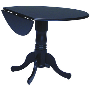 Dining Essentials - Round Drop Leaf Pedestal Table in Black