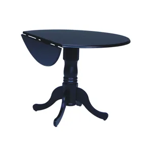 Dining Essentials - Round Drop Leaf Pedestal Table in Black