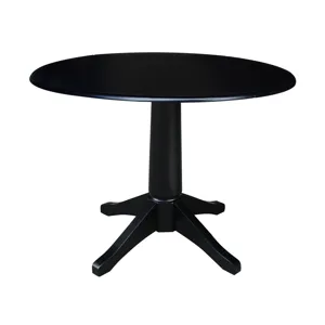 Dining essentials - 42" Drop Leaf Table Top w/30"H Transitional Pedestal in Black