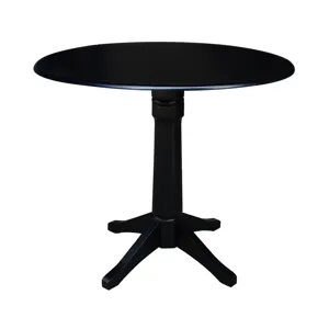 Dinning Essentials - 42" Drop Leaf Table Top w/36"H Transitional Pedestal w/Extension in Black
