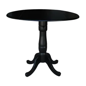Dining Essentials - 42" Drop Leaf Table Top w/36"H Traditional Pedestal w/Extension in Black