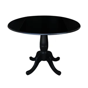Dining Essentials - 42" Drop Leaf Table Top w/30"H Traditional Pedestal in Black