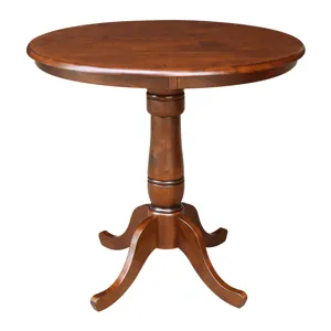 Dining Essentials - 36'' Round Table Top w/36"H Traditional Pedestal w/Extension in Espresso