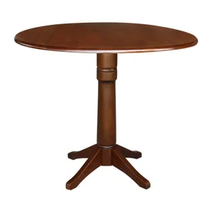 Dining Essentials - 42" Drop Leaf Table Top w/36" Transitional Pedestal w/Extension in Espresso