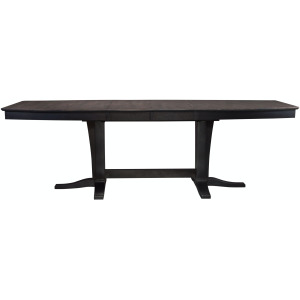 Cosmopolitan Collection - Extension Table and Double Pedestal Base in Coal & Black