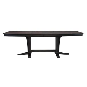 Cosmopolitan Collection - Extension Table and Double Pedestal Base in Coal & Black