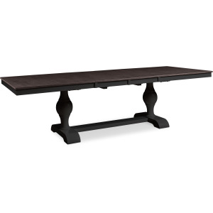 Cosmopolitan Collection - Dbl Leaf Tabletop w/ Grandeur Base in Coal and Black