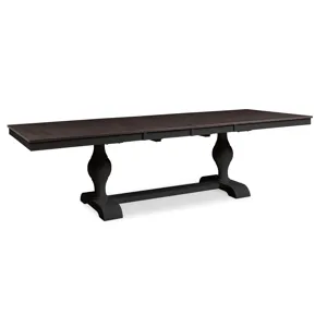 Cosmopolitan Collection - Dbl Leaf Tabletop w/ Grandeur Base in Coal and Black