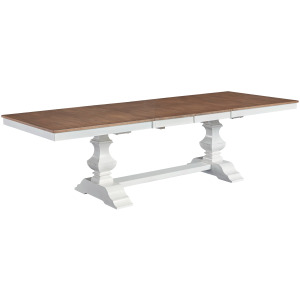 Vista Collection Extension Table Top and Banks Trestle Base in Hickory and Shell
