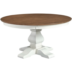 Vista Collection 60'' Round Table Tp w/Banks Pedestal Base in Hickory and Shell
