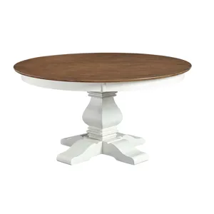 Vista Collection 60'' Round Table Tp w/Banks Pedestal Base in Hickory and Shell