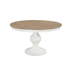 Highlands - Alpine Round Tabletop w/ Alpine Pedestal Base in Taupe Gray and Lumina