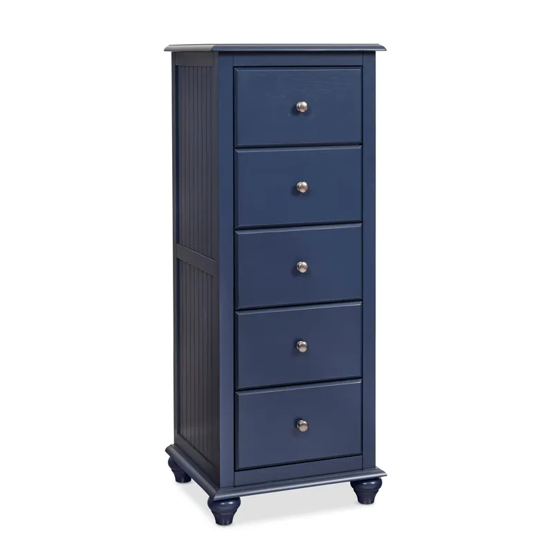 Cottage Bedroom - 5 Drawer Narrow Chest in Denim