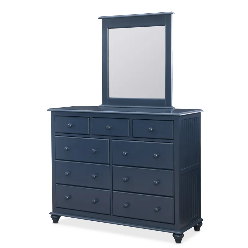 Cottage Bedroom - Nine Drawer Dresser Denim w/ Mirror