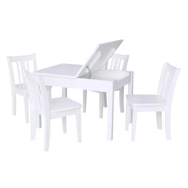 Tykes Collection - Mission Lift Top Storage Table and Chairs in Pure White
