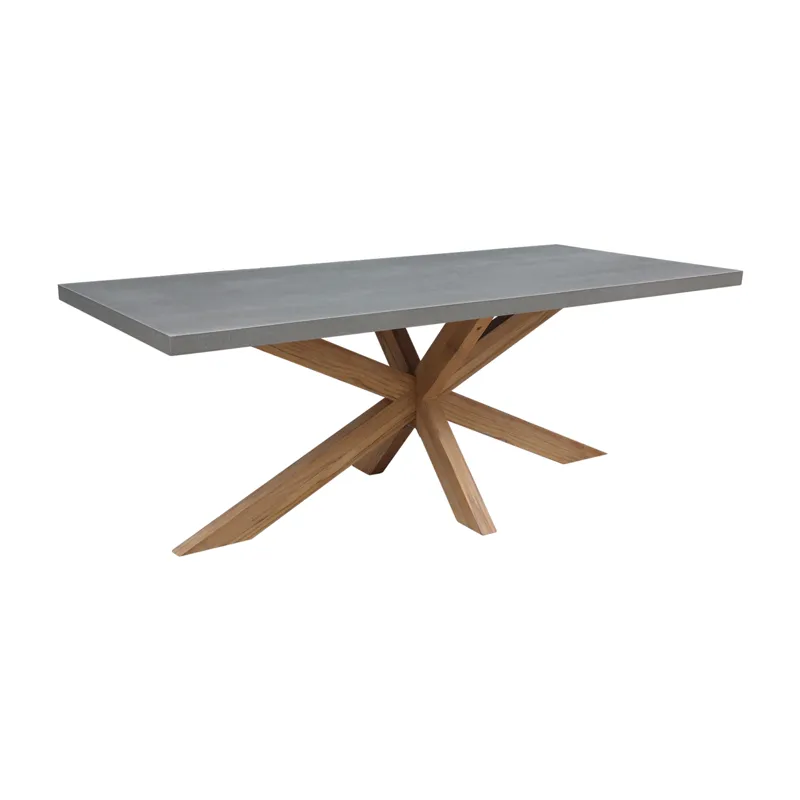 PARKS: Outdoor Living - Gray Rectangular Table Top w/ Teak Leg Base