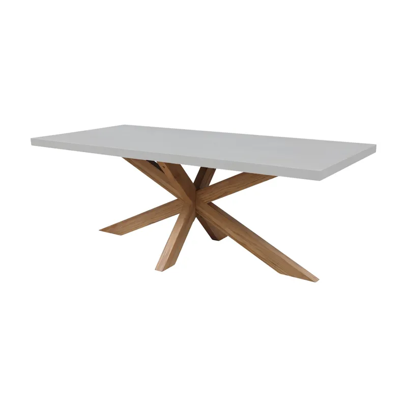 PARKS: Outdoor Living - White Rectangular Table Top w/ Teak Leg Base