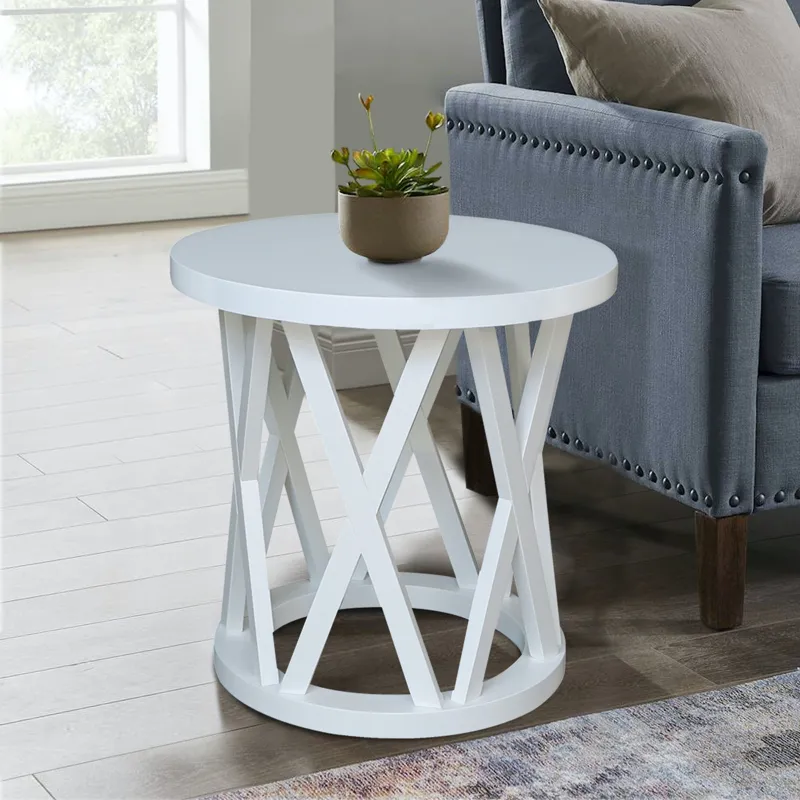 Home Accents- Ceylon Round End Table in White