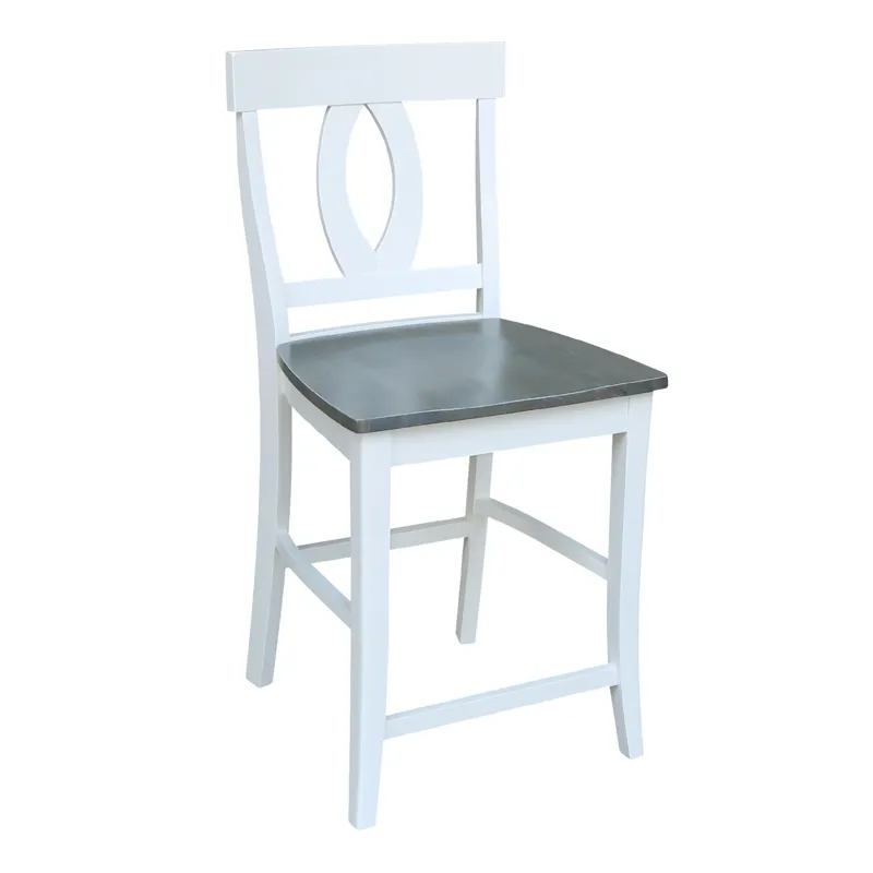 Cosmopolitan Collection - 24" Verona Stool in Heather Gray & White