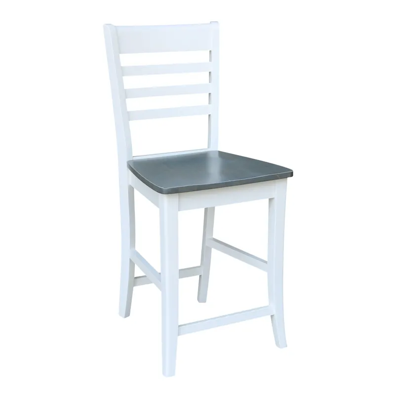 Cosmopolitan Collection - 24" Roma Stool in Heather Gray & White