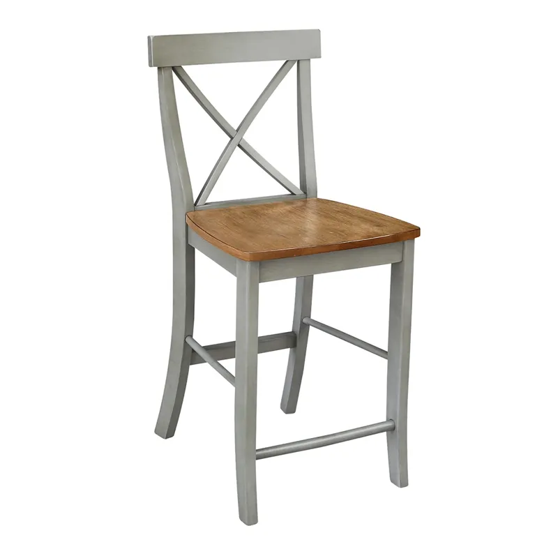 Dining Essentials - X-Back Stool in Hickory & Stone