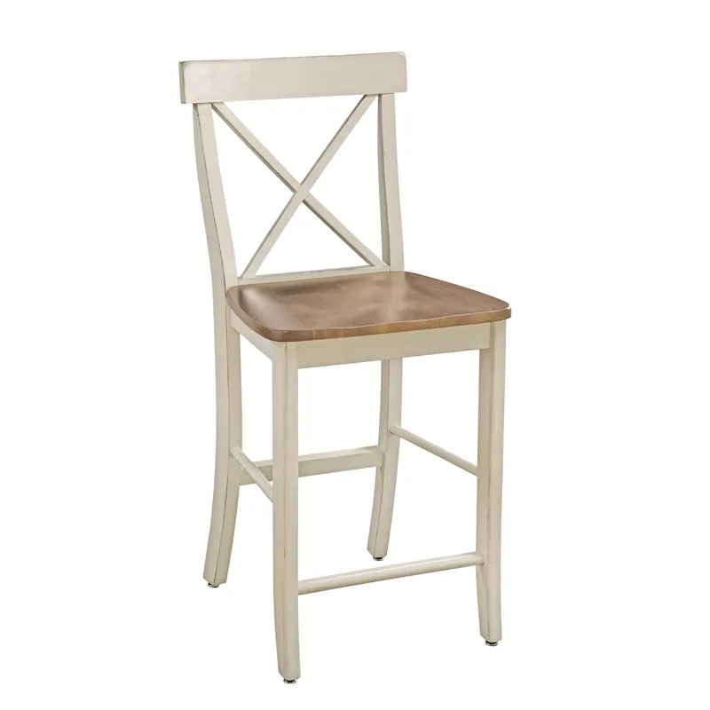 Dining Essentials - 24" X-Back Counter Stool in Hickory and Shell