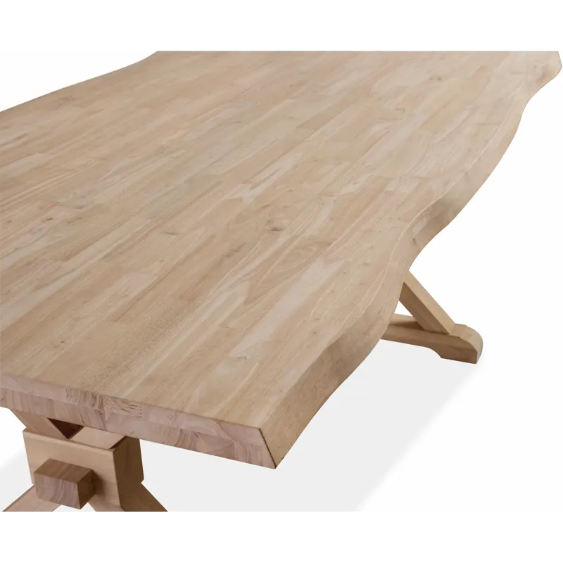 Farmhouse Live Edge Table Top w/ Farmhouse Trestle Base