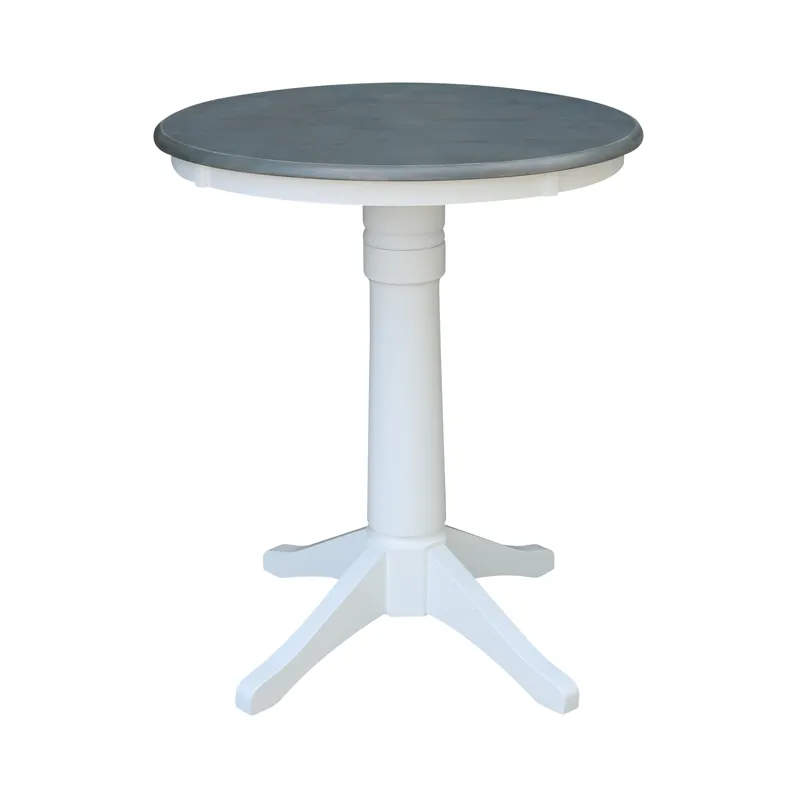 30'' Round Table Top w/ 36"H Transitional Pedestal w/ Extension in Heather Gray & White
