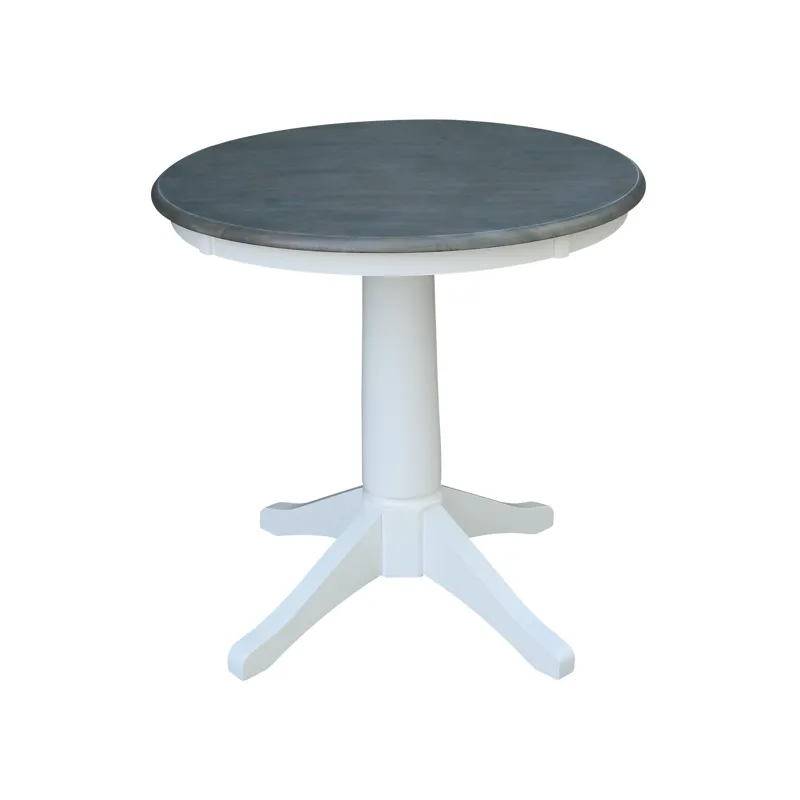 30'' Round Table Top w/ 30"H Transitional Pedestal in Heather Gray & White