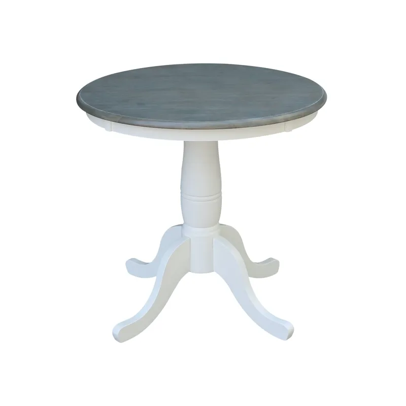 30'' Round Table Top w/ 30"H Traditional Pedestal in Heather Gray/White