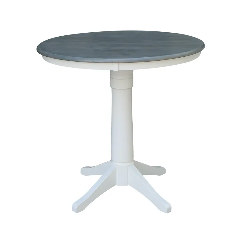 36'' Round Table Top w/ 36" H Transitional Pedestal w/Extension in Heather Gray & White