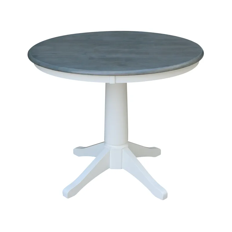 36'' Round Table Top w/ Transitional Pedestal in Heather Gray & White