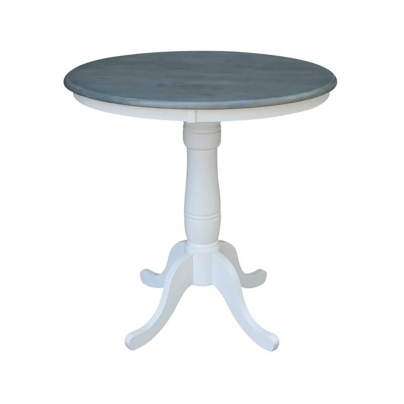 36'' Round Table Top w/36"H Traditional Pedestal w/Extension in Heather Gray & White