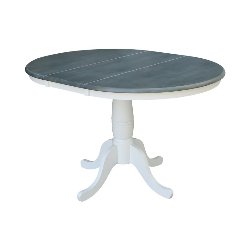 36" Extension Table Top w/ 30"H Traditional Pedestal in Heather Gray & White