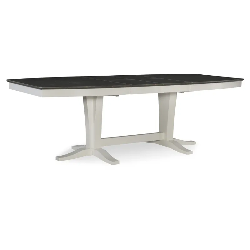 Milano Double Pedestal Extension Table in Heather Gray & White