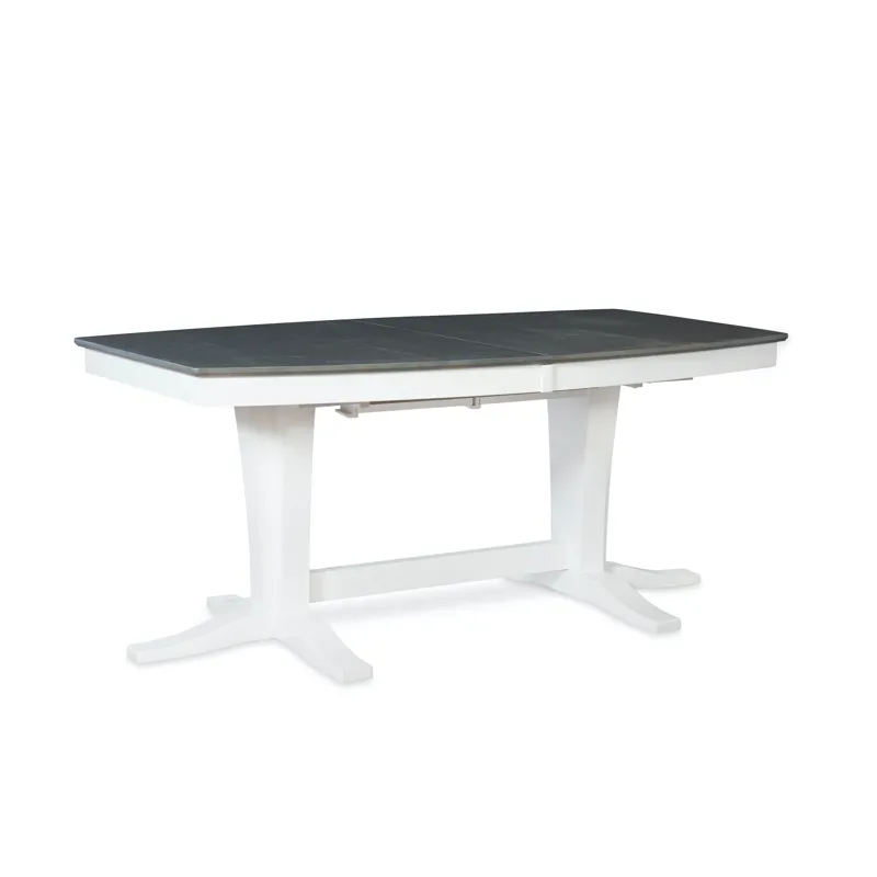 Milano Double Pedestal Extension Table in Heather Gray & White