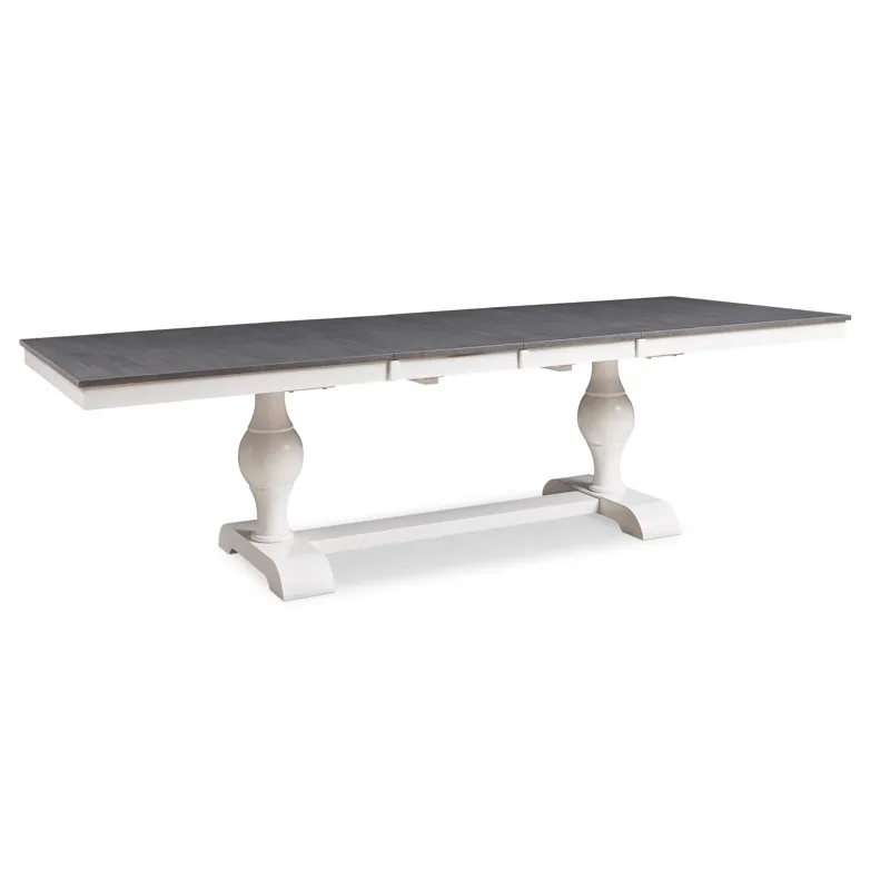 Cosmopolitan Collection - Dbl Leaf Tabletop w/ Grandeur Base in Heather Gray and White