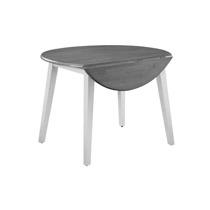 Dining Essentials - 42" Round Drop Leaf Table in Heather Gray & White