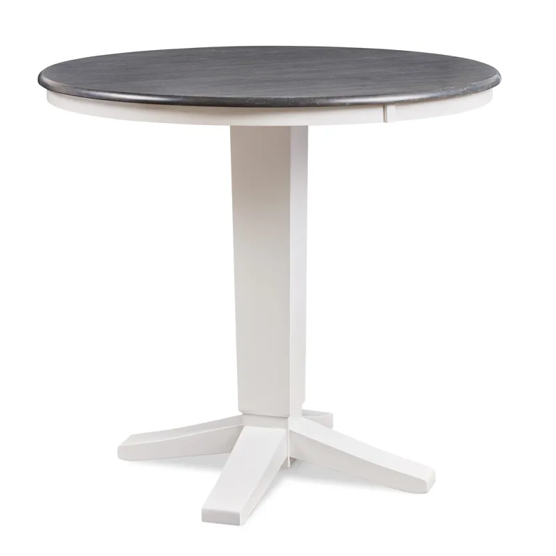42"Round Solid Table Top w/36"H Aria Pedestal in Heather Gray and White