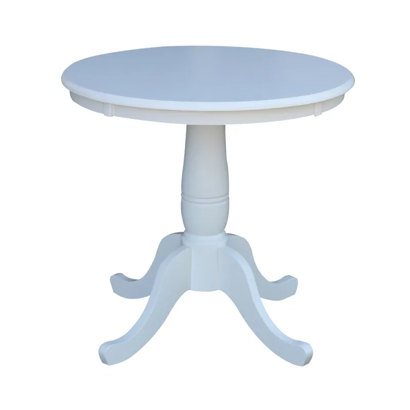 Dining Essentials - 30'' Round Table Top w/30"H Traditional Pedestal in Pure White