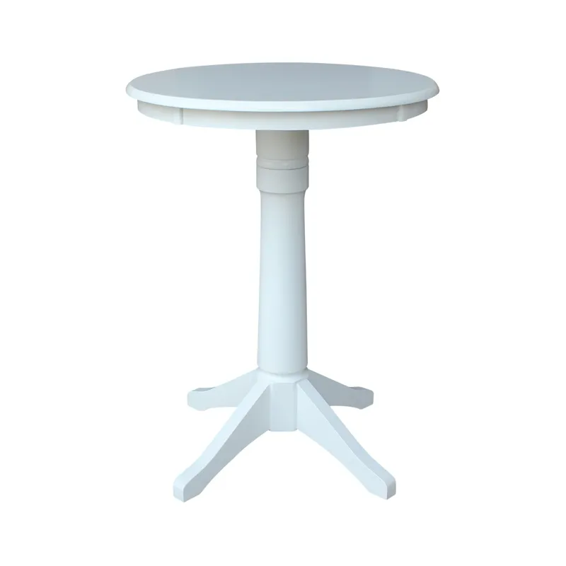 30'' Round Table Top w/ 36" Transitional Pedestal w/ Extension in Pure White