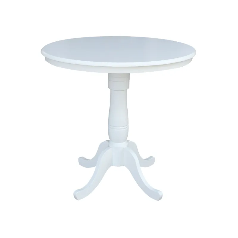 Dining Essentials - 36'' Round Table Top w/36"H Traditional Pedestal w/ Extension in Pure White