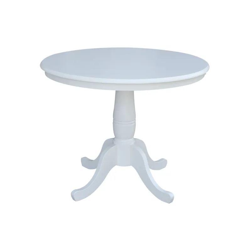 Dining Essentials - 36'' Round Table Top w/30" H Traditional Pedestal in Pure White